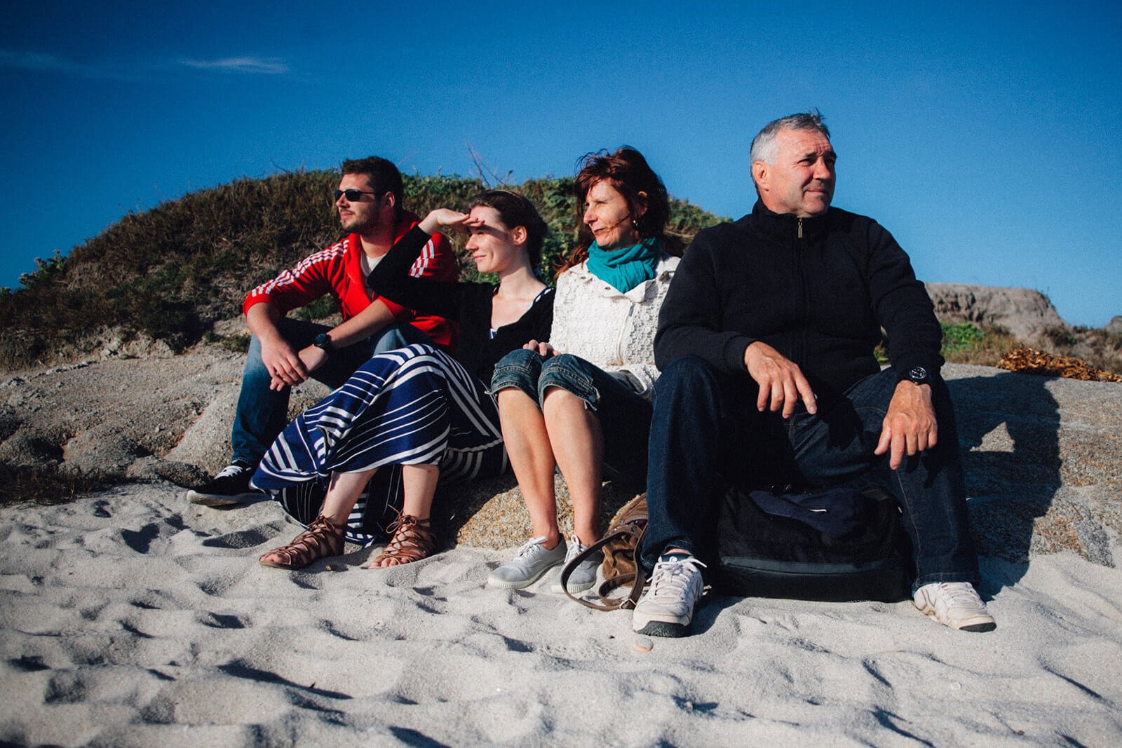 Photo of a family on the beach in New England